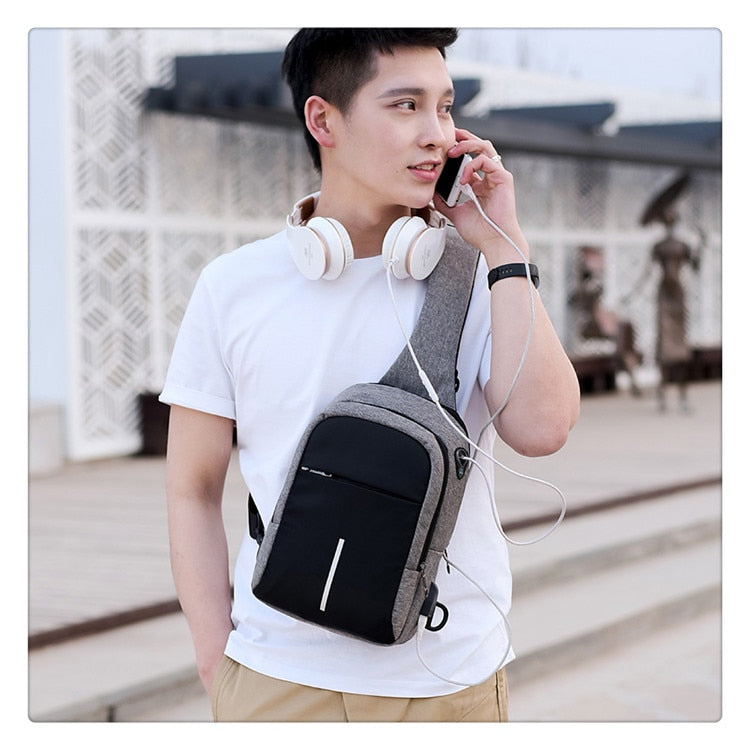 small men usb waterproof cross body bags