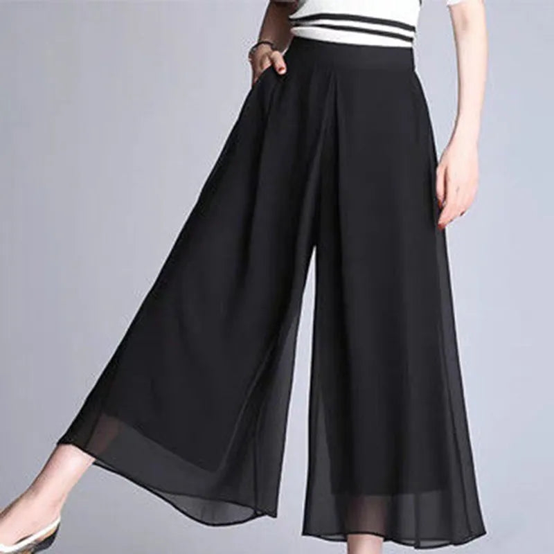 Elegant Elastic High Waist Ruffles Pants