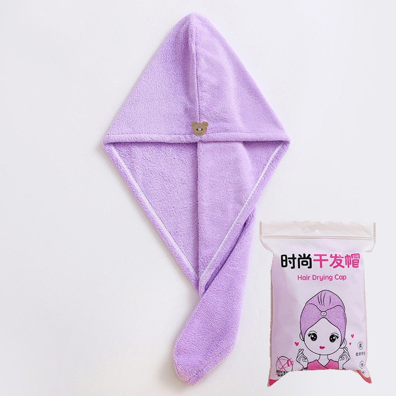 Microfiber Hair Towel,Care Cap with Button,