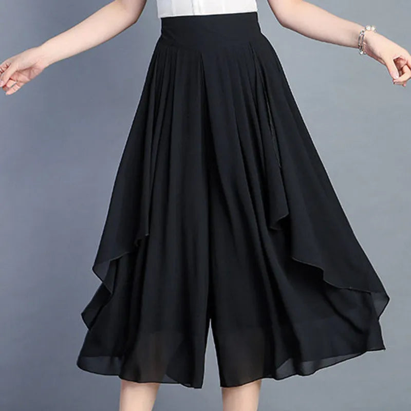 Elegant Elastic High Waist Ruffles Pants