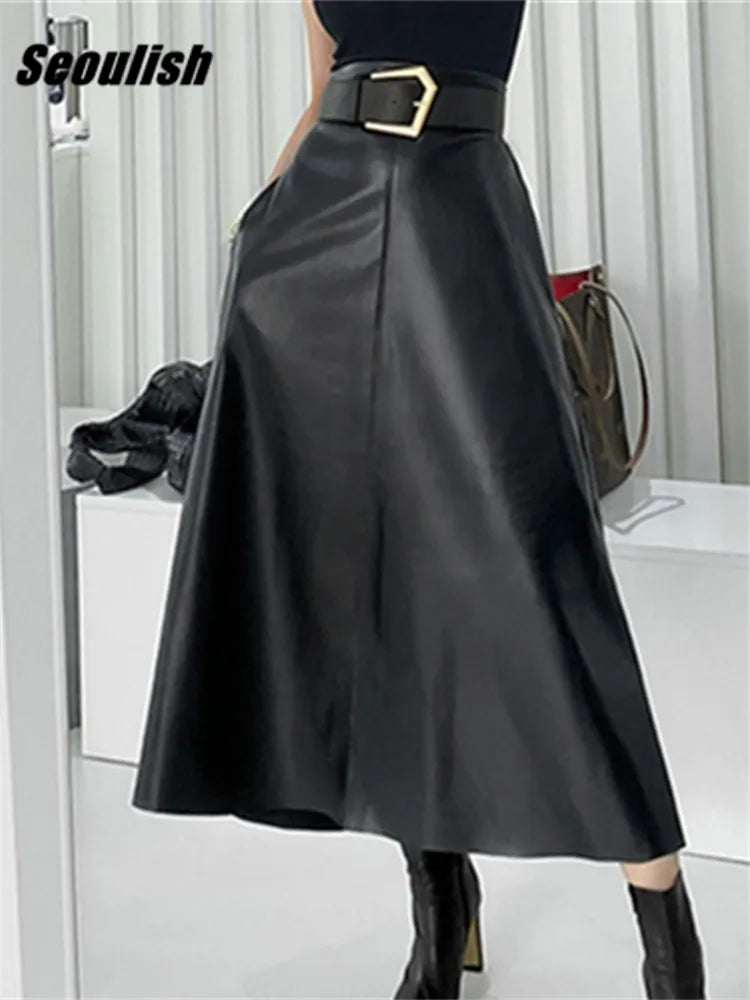 Classic Leather Long Skirts