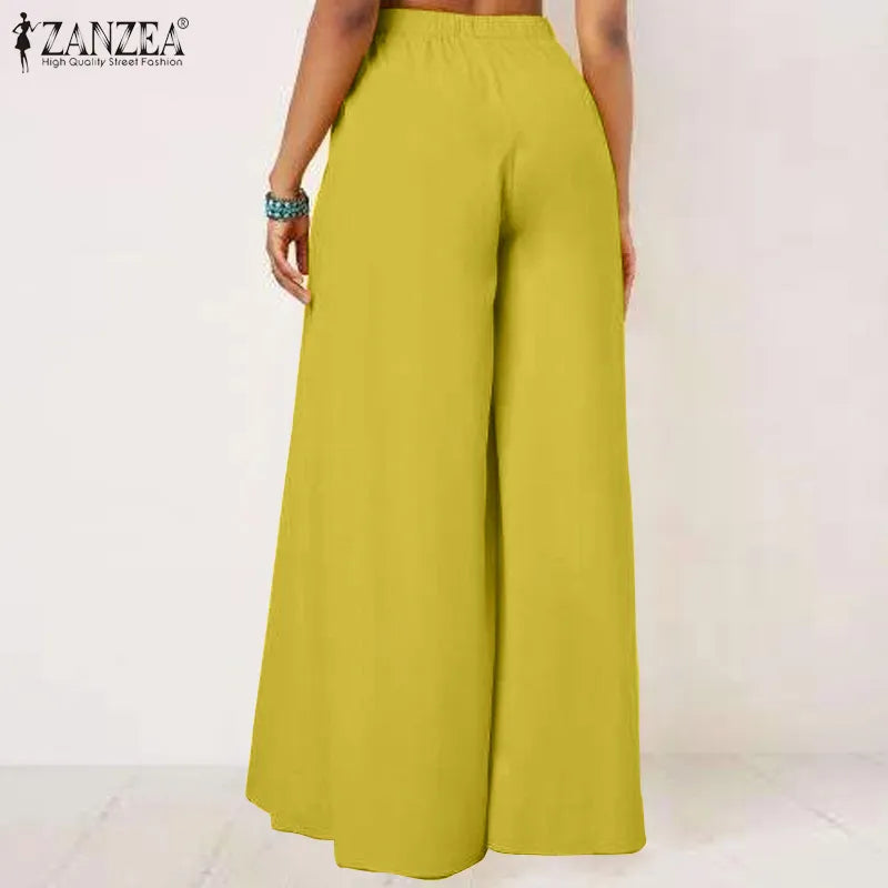 Autumn Solid Flare Wide Leg Pants