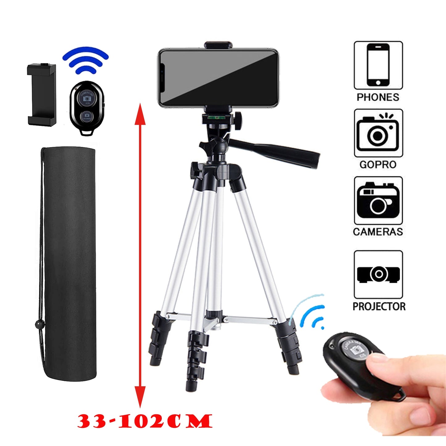 DSLR Flexible Tripod Extendable Travel Lightweight Stand Remote Control For Mobile Cell Phone Mount Camera