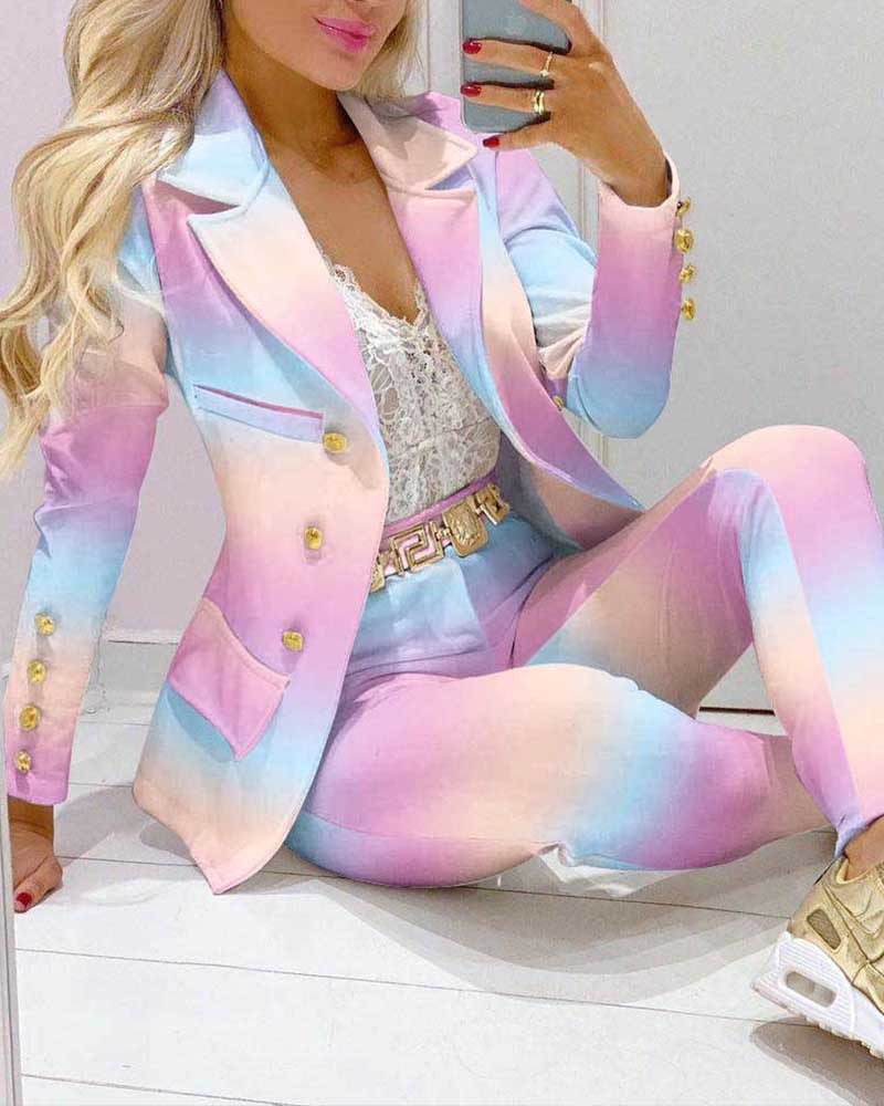 Butterfly Blazer Suit and Pants Two 2 Piece Set for Women 2022