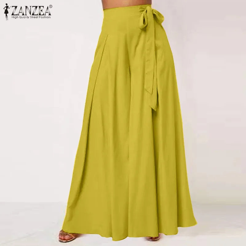 Autumn Solid Flare Wide Leg Pants