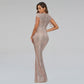 Sequin Evening Dress Elegant V Neck Beaded