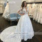 Wedding Dress Long Sleeve Luxury Beaded Lace Appliques Sexy V-neck Princess Bride Gowns