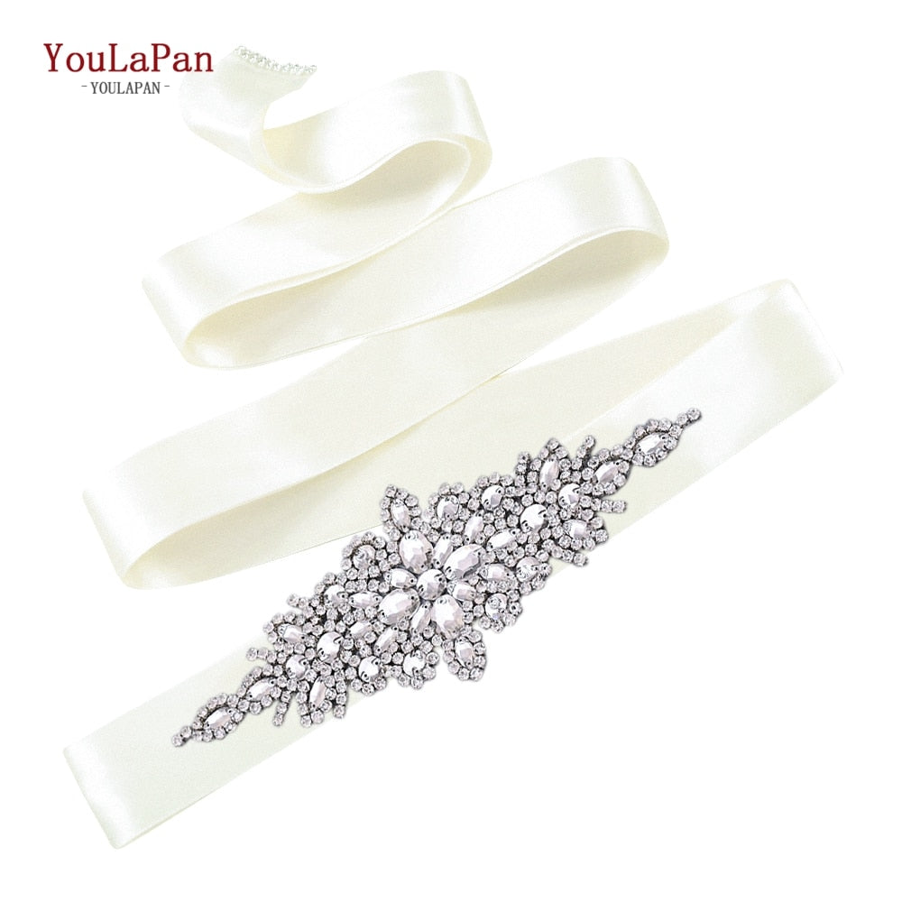 Bridal Belt Silver Rhinestones Belts for Women Dress Wedding Accessories