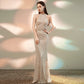 Elegant Off Shoulder Beading Sequin Evening Dress