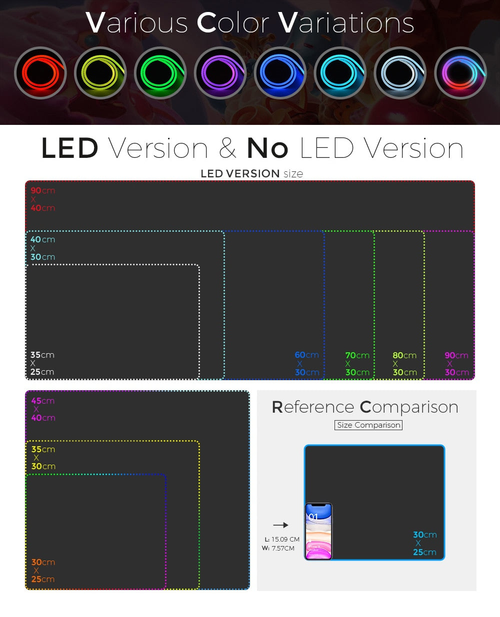 Waterproof LED Light Mousepad RGB Keyboard