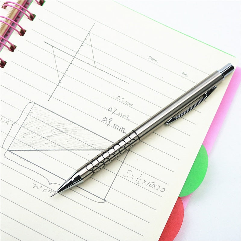 2PCS/Lot High quality metal mechanical pencil 0.5 0.7 0.9mm refills for school students