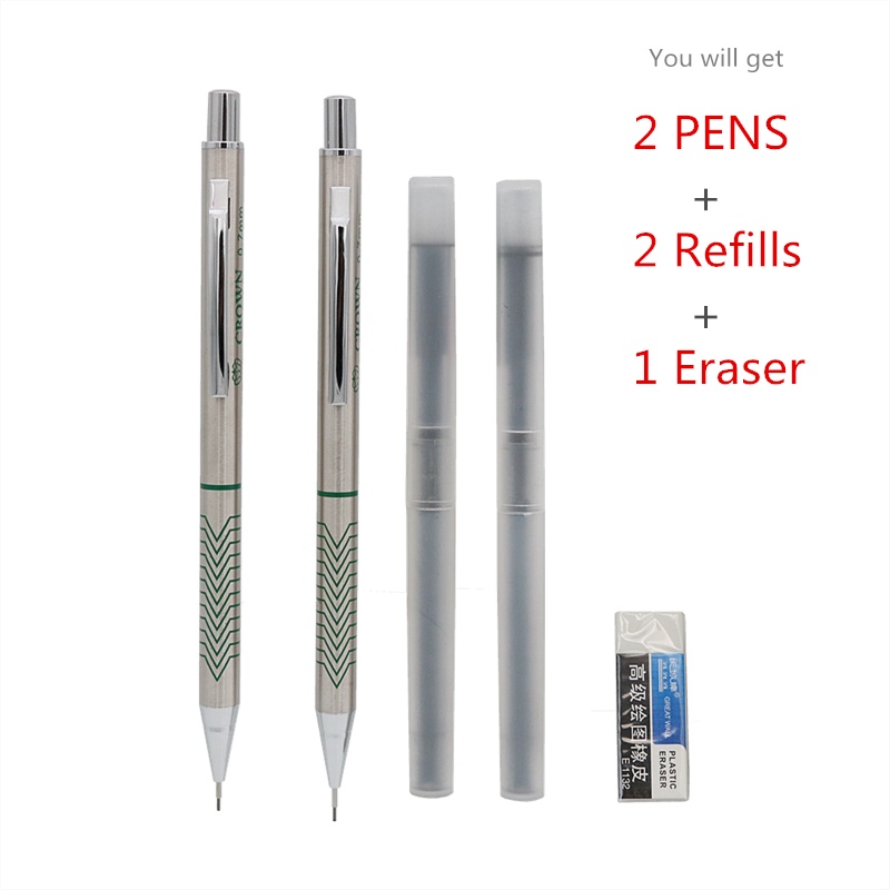 2PCS/Lot High quality metal mechanical pencil 0.5 0.7 0.9mm refills for school students