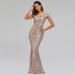 Sequin Evening Dress Elegant V Neck Beaded