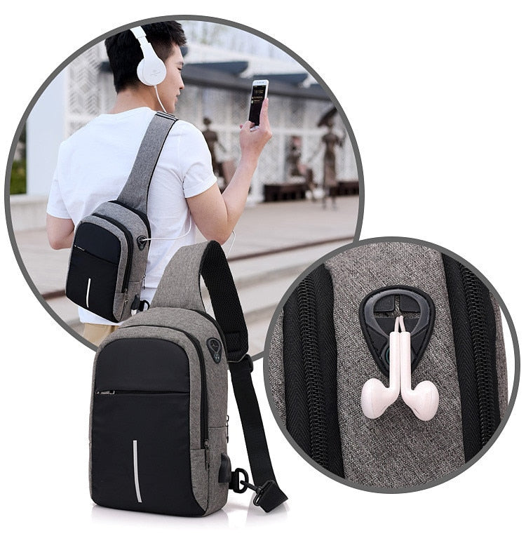 small men usb waterproof cross body bags