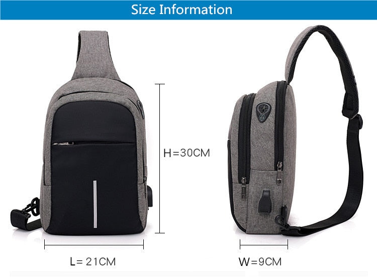 small men usb waterproof cross body bags