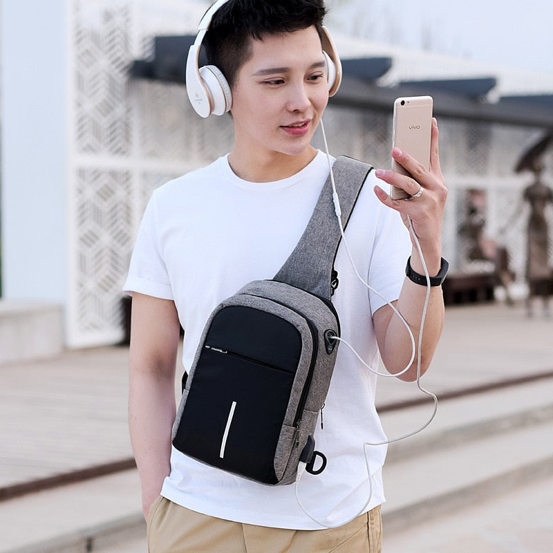 small men usb waterproof cross body bags