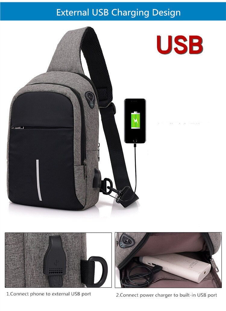 small men usb waterproof cross body bags