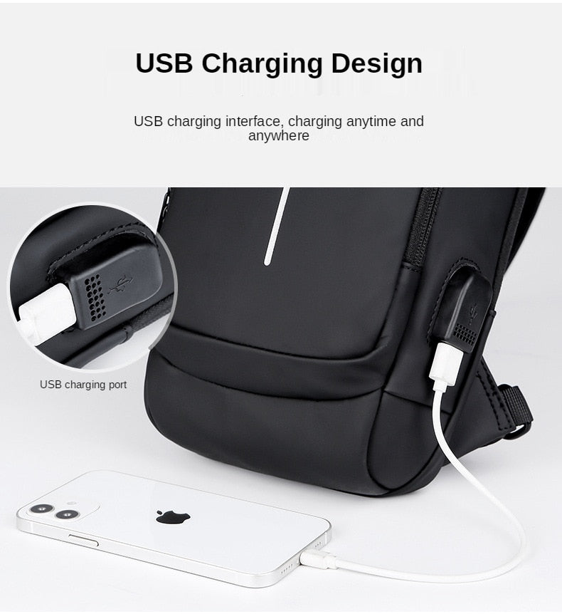 Anti-theft Waterproof Crossbody Bag with Multifunction USB Charging