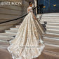 Wedding Dress Long Sleeve Luxury Beaded Lace Appliques Sexy V-neck Princess Bride Gowns