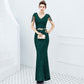 Sequin Evening Dress Elegant V Neck Beaded