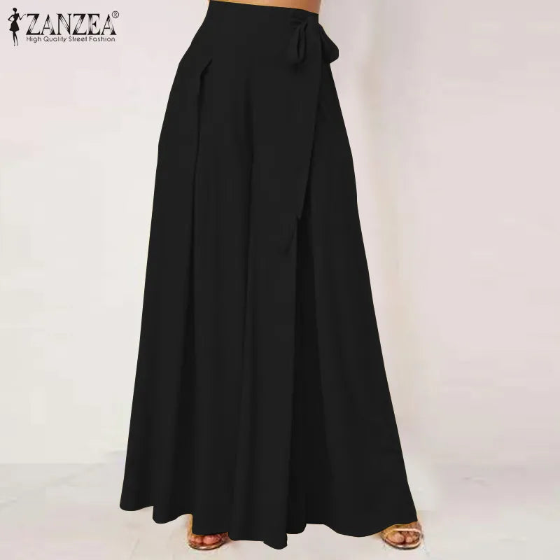 Autumn Solid Flare Wide Leg Pants