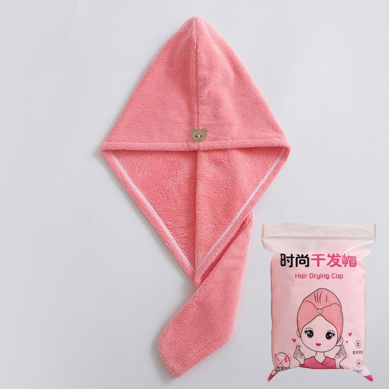Microfiber Hair Towel,Care Cap with Button,