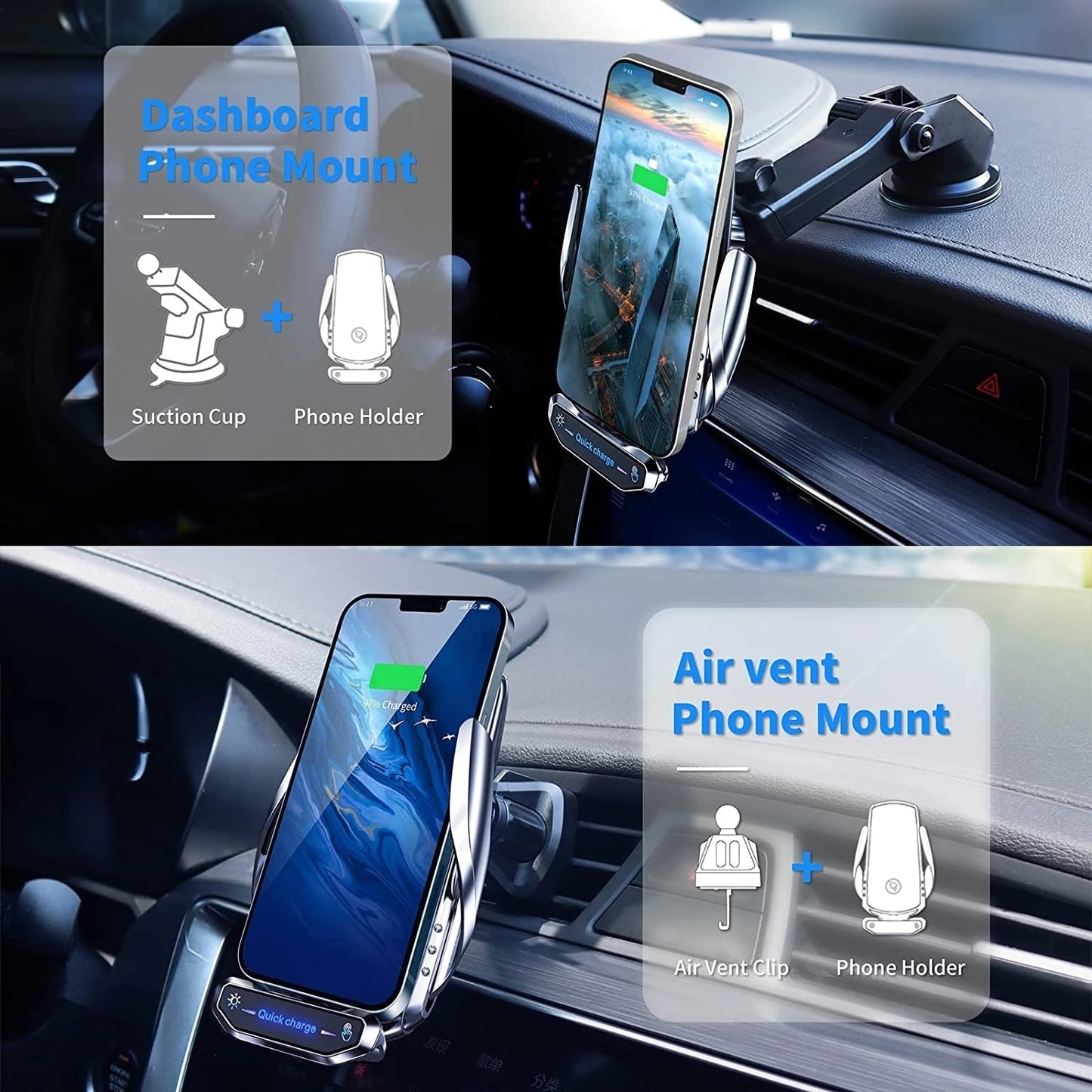 30W Car Phone Holder Wireless Charger