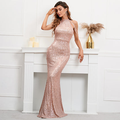 Elegant Off Shoulder Beading Sequin Evening Dress