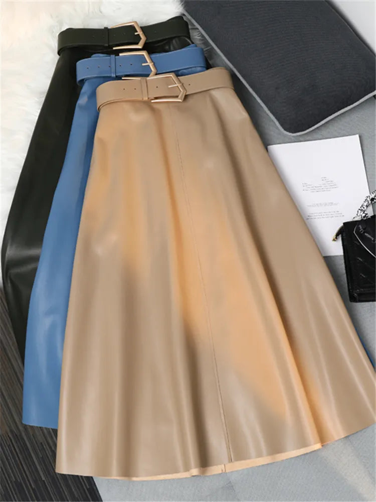 Classic Leather Long Skirts