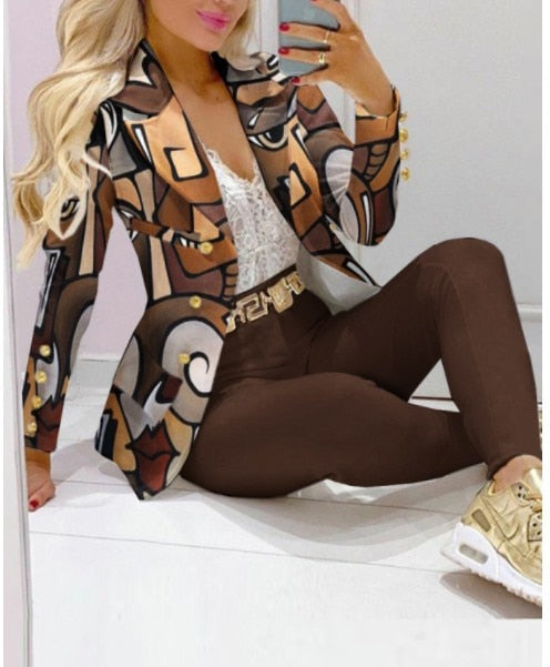 Butterfly Blazer Suit and Pants Two 2 Piece Set for Women 2022