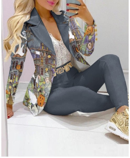 Butterfly Blazer Suit and Pants Two 2 Piece Set for Women 2022