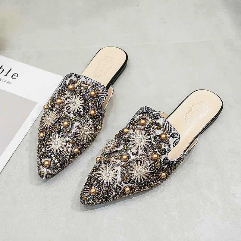 Rivet Flat Women Slip-On Mules Sandals