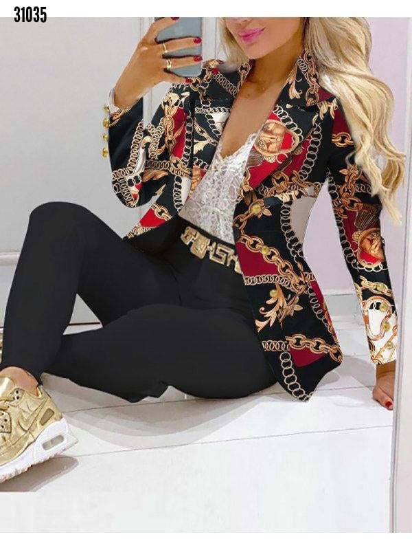 Butterfly Blazer Suit and Pants Two 2 Piece Set for Women 2022