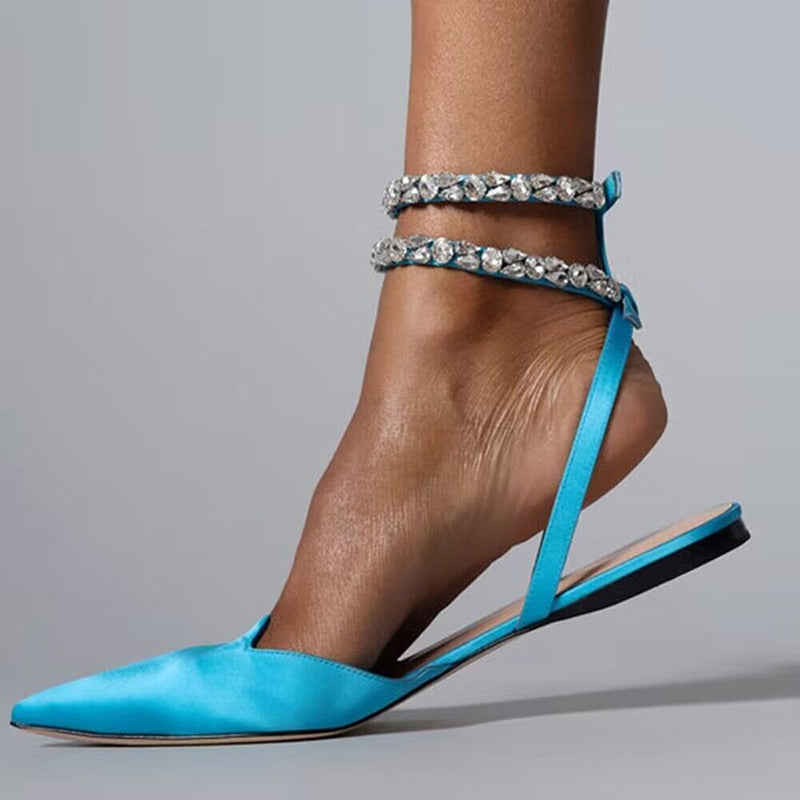 Shiny Crystal Flat Heels