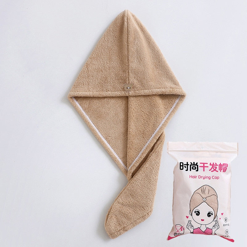 Microfiber Hair Towel,Care Cap with Button,