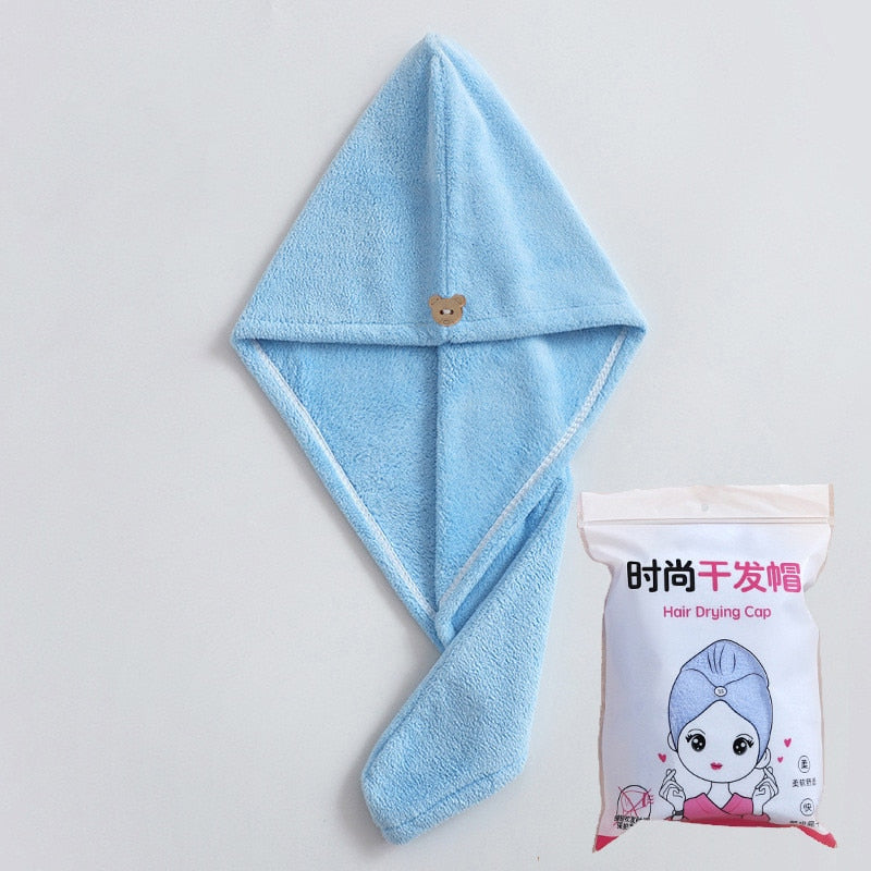 Microfiber Hair Towel,Care Cap with Button,