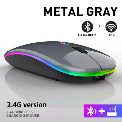 Rechargeable Bluetooth Wireless gaming Mouse with 2.4GHz USB RGB 1600DPI