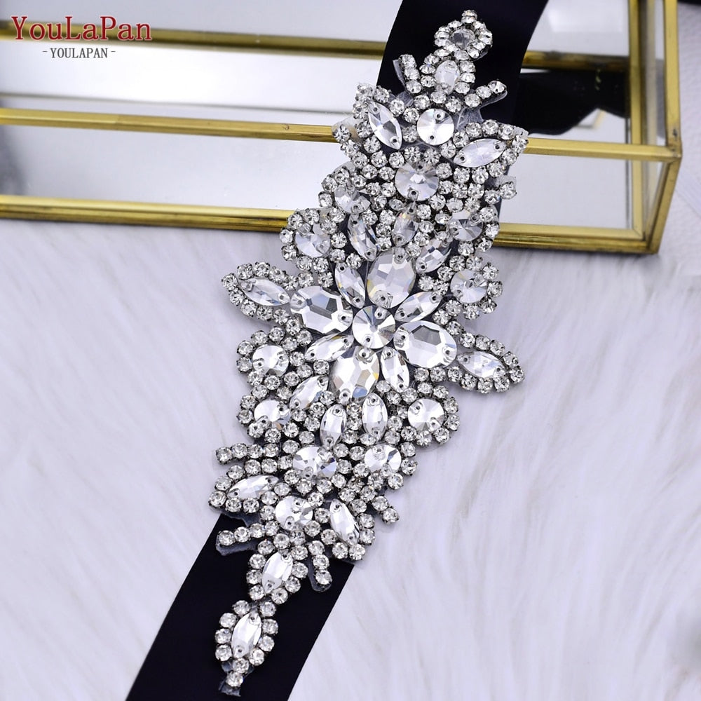 Bridal Belt Silver Rhinestones Belts for Women Dress Wedding Accessories