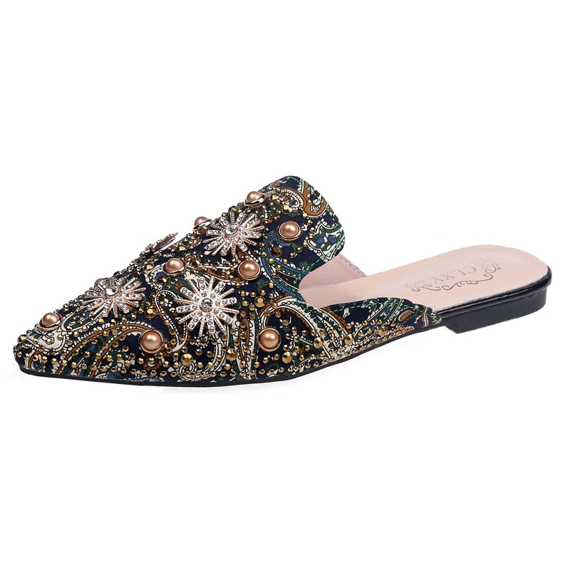 Rivet Flat Women Slip-On Mules Sandals