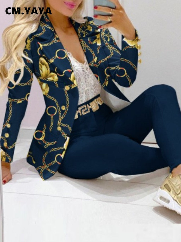 Butterfly Blazer Suit and Pants Two 2 Piece Set for Women 2022