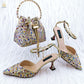 Italian Design Luxury Women's Pointed Shoes And Bag Set Full Diamond Decoration