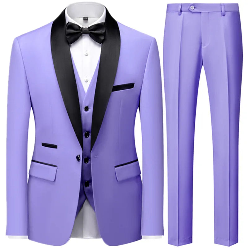 Casual Wedding Blazers Coat Vest Pants 3 Pieces Set