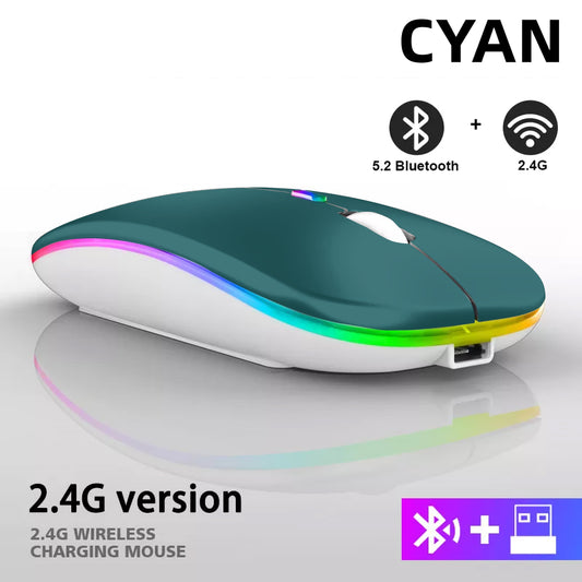 Rechargeable Bluetooth Wireless gaming Mouse with 2.4GHz USB RGB 1600DPI