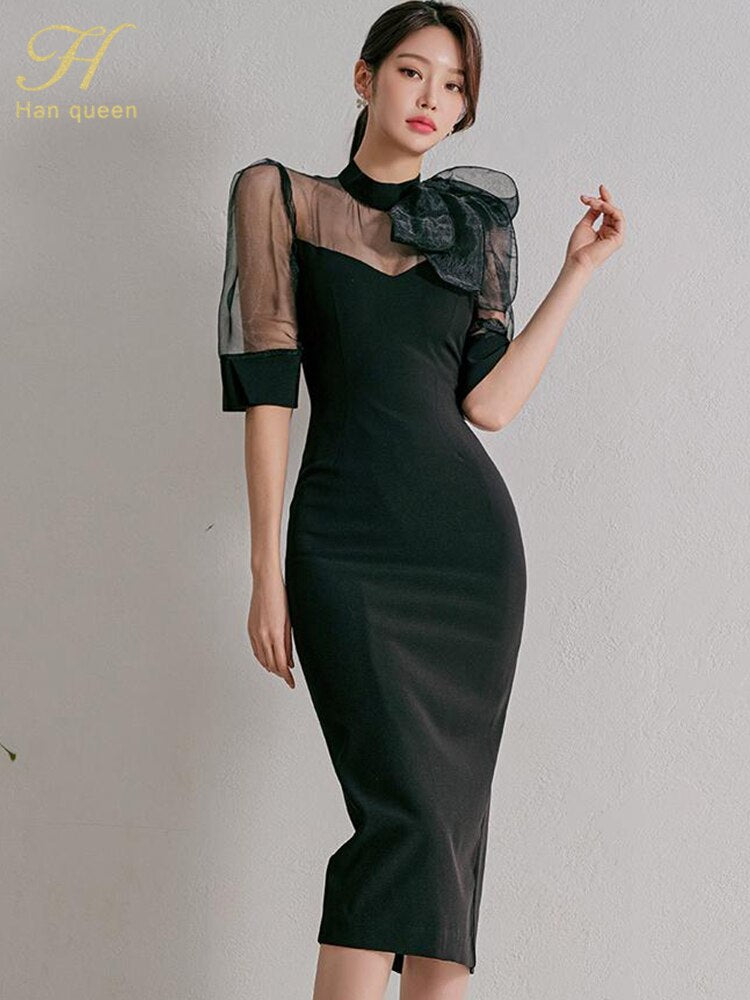 See-Through Bow Vintage Dresses