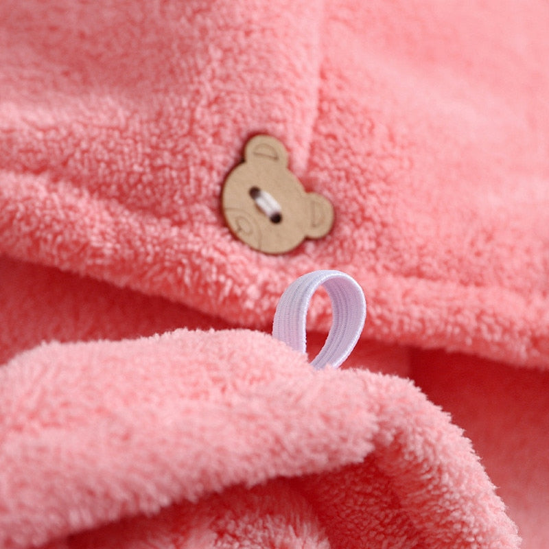 Microfiber Hair Towel,Care Cap with Button,