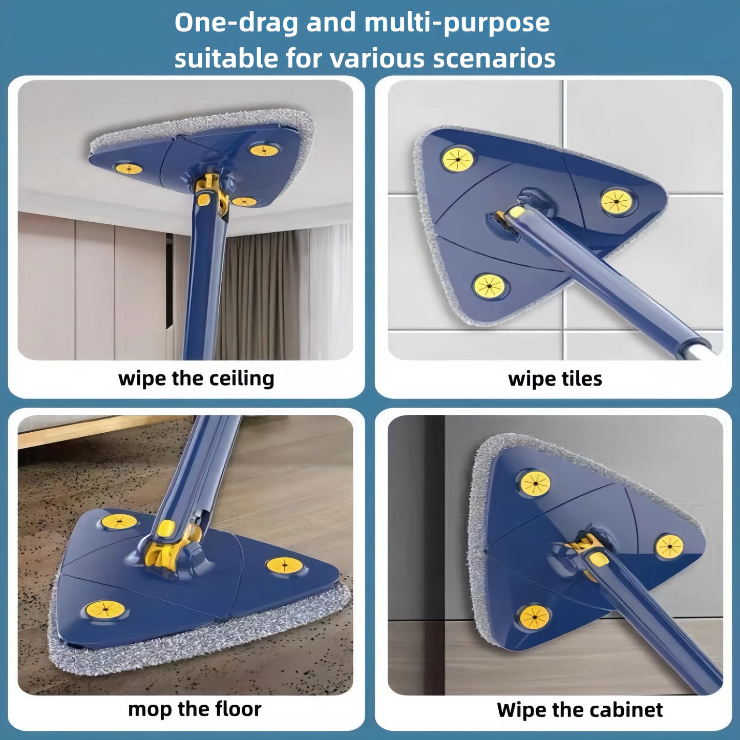 Triangle 360 Cleaning Mop for Household Ceiling Tiles and Walls