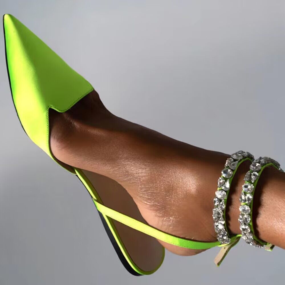 Shiny Crystal Flat Heels