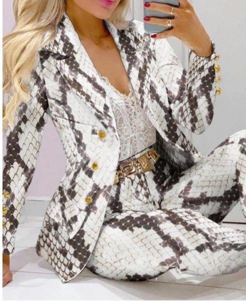 Butterfly Blazer Suit and Pants Two 2 Piece Set for Women 2022