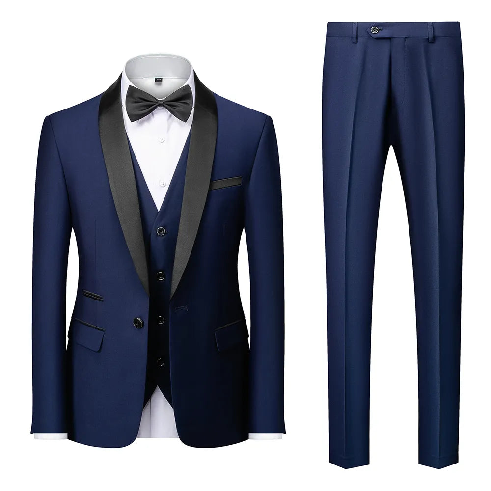 Casual Wedding Blazers Coat Vest Pants 3 Pieces Set