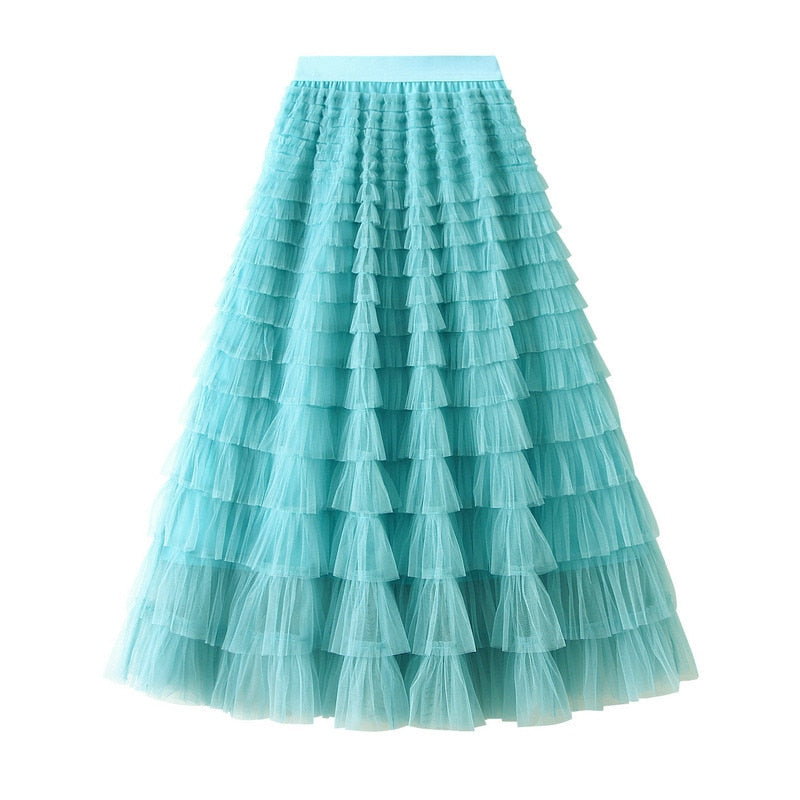 Long Skirt Layered Ruffles
